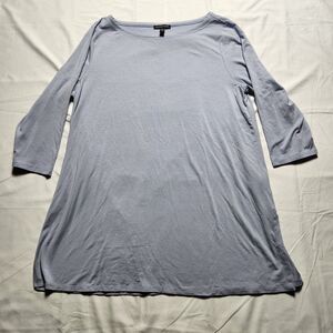 Eileen Fisher Womens Large 3/4 Sleeve Scoop Neck Tunic Blue